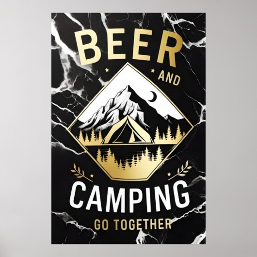 Berg Camping & Bier Poster (Voorkant)