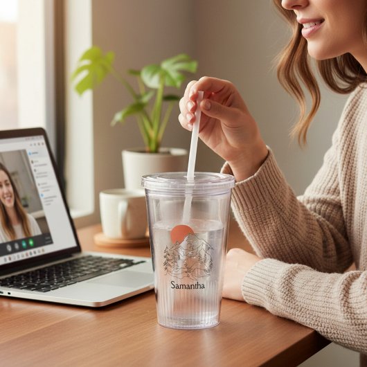 Berg Camping met Naam Acryl Tumbler Drinkbeker