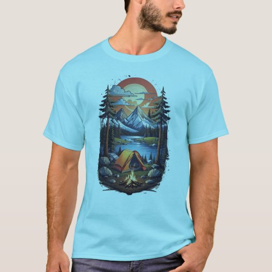 Berg Camping Terug Verpakking T-shirt (Voorkant)