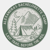 Berg Camping Weekend Bachelorette Ronde Sticker (Voorkant)