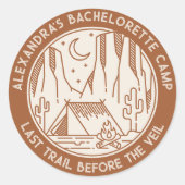 Berg Camping Weekend Bachelorette Ronde Sticker (Voorkant)