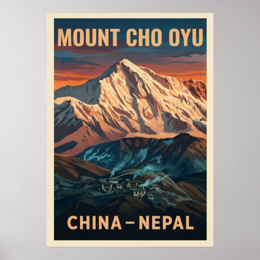 Berg Cho Oyu Nepal-China V02 Poster (Voorkant)
