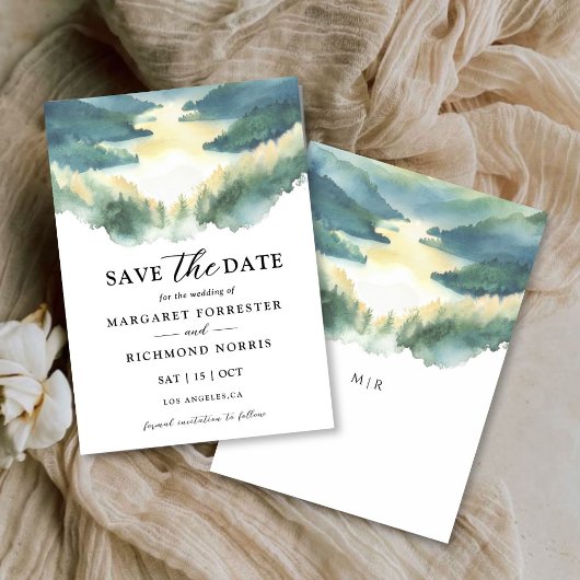 Berg Dennenboom Boho Rustieke Save The Date Kaart