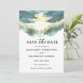 Berg Dennenboom Boho Rustieke Save The Date Kaart (Staand voorkant)