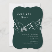 Berg Dennenboom Smaragd Foto Save The Date Kaart (Voorkant)