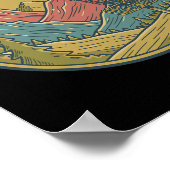 Berg Disc Golf Scene Vliegende Disc Basket Frisbee Poster (Hoek)
