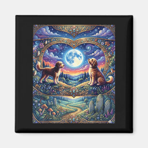 Berg doodle hond liefhebber vintage natuur avontuu magneet