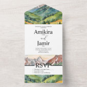 Berg dromerige Waterverf glitter bruiloft B All In One Uitnodiging (Binnen)