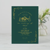 Berg Emerald Huwelijk  Folie Uitnodiging (Staand Voorkant)