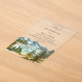 Berg- en bomen bruiloft landelijk V2 Acryl Uitnodigingen (Laagn)