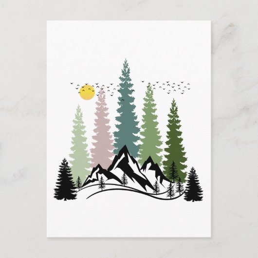 BERG EN BOMEN RUSTIGE NATUUR BRIEFKAART (Voorkant)