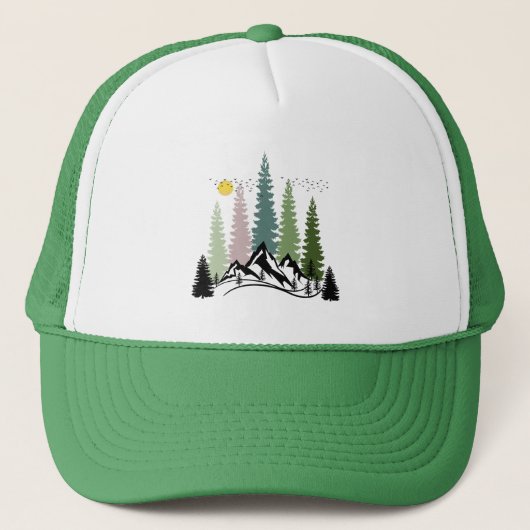BERG EN BOMEN RUSTIGE NATUUR TRUCKER PET (Voorkant)