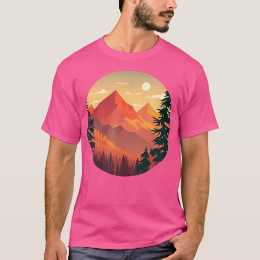 Berg- en bosscène Silhouette Mountains Cam T-shirt (Voorkant)