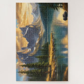 Berg en meer bij zonsondergang legpuzzel (Verticaal)