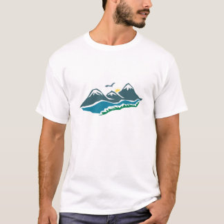 Berg en rivier met het vogelShirt T-shirt