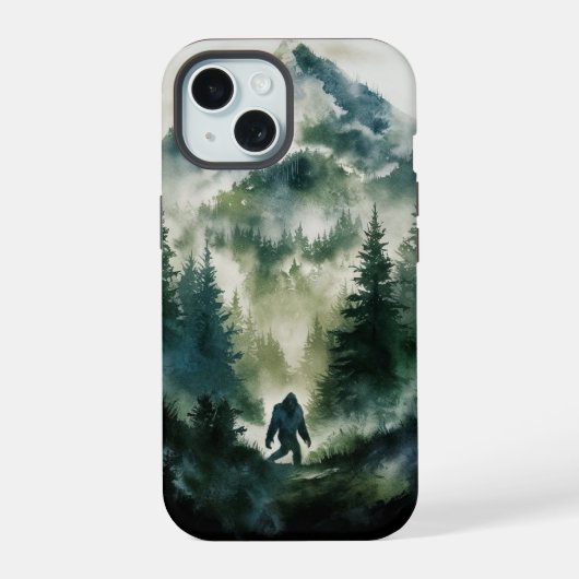Berg en Sasquatch iPhone 15 Case (Achterkant)