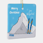 Berg- en Ski Souvenir-kerstversiering Keramisch Ornament (Rechts)