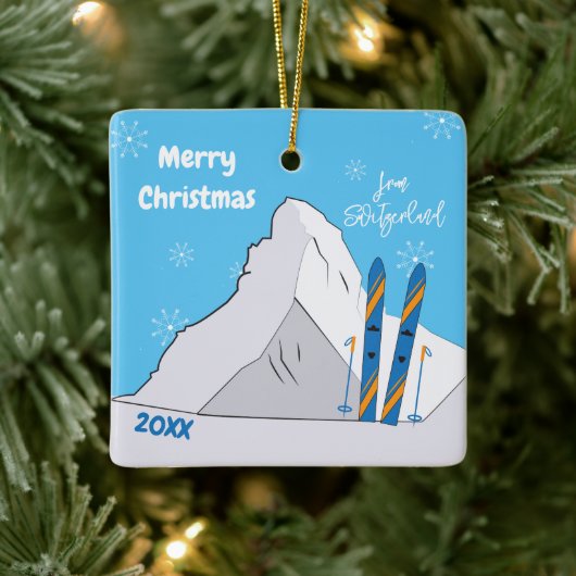 Berg- en Ski Souvenir-kerstversiering Keramisch Ornament (Boom)