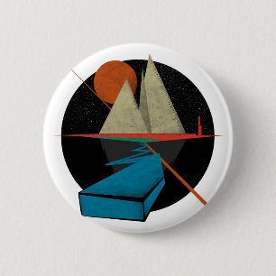 Berg en sterren ronde button 5,7 cm