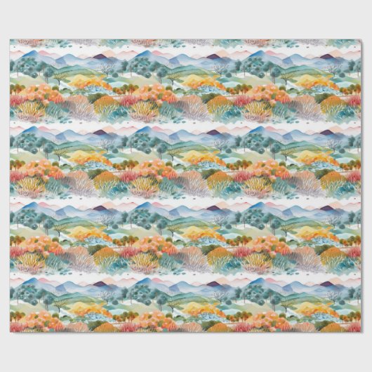 Berg- en Treeslandschap Cadeaupapier (Vlak)