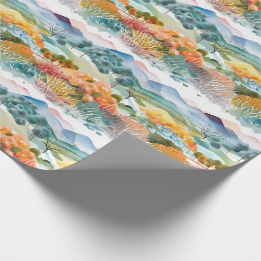 Berg- en Treeslandschap Cadeaupapier (Hoek)