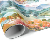 Berg- en Treeslandschap Cadeaupapier (Rol Hoek)