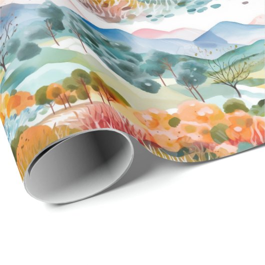 Berg- en Treeslandschap Cadeaupapier (Rol Hoek)