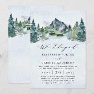 Berg Evergreen Rustieke Bomen Bruiloft Elopement Kaart