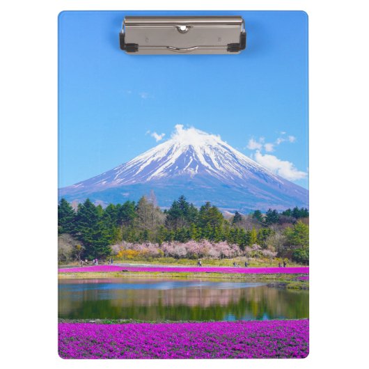 Berg Fuji Lake roze bloem Klembord (Voorkant)