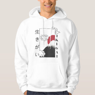 berg fuji retro Japanse kanji Hoodie
