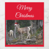 Berg Geitten met een santa claus-pet voor XMAS Wijn Etiket (Enkel label)