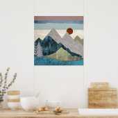 Berg gestreepte lucht poster (Keuken)
