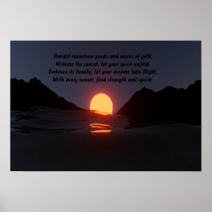 berg golf oceaan zonsondergang Esthetisch  Poster