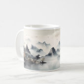 Berg, heuvel, mist en rivier koffiemok (Voorkant links)