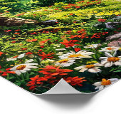 Berg in het bos met bloemen en bomen poster (Hoek)