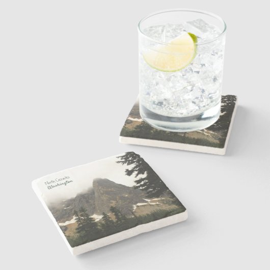 Berg in Noord-Cascades Washington Stenen Onderzetter (Zijkant)