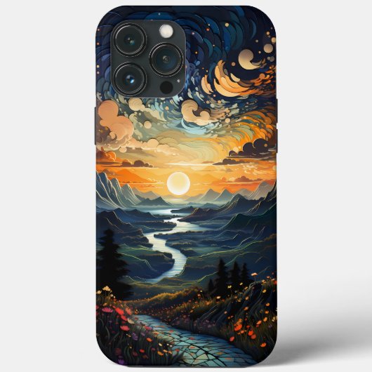 berg in Pointillisme iPhone / iPad hoesje (Achterkant)