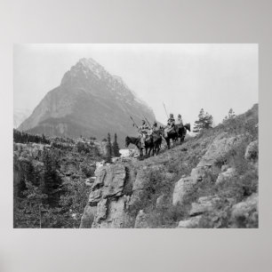 Berg & Indianen Paard bij Cliff Poster