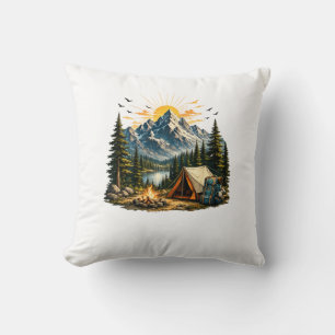 Berg Kampeeravontuur Zonsondergang Natuur T-shirt Kussen