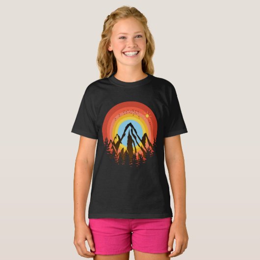 BERG KLEURRIJK ZONSONDERGANG T-Shirt (Voorkant volledig)