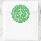 Berg Kompas Maan Hemellichamen Dotwork Ronde Sticker (Tas)