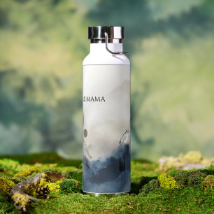 Berg Mama In De Wilde Minimalistische Natuur Grafi Waterfles