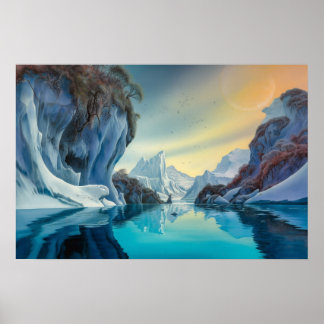 Berg meer in de winter poster