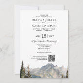 Berg meer moderne bruiloft QR Code Kaart (Voorkant)