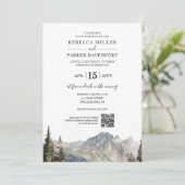 Berg meer moderne bruiloft QR Code Kaart (Staand voorkant)