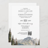 Berg meer moderne bruiloft QR Code Kaart (Voorkant / Achterkant)