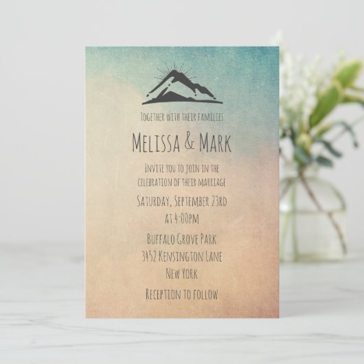 Berg met Casual bruiloft over soennieten Kaart (Staand voorkant)