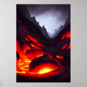 Berg met vulkaan en lava | AI Art Poster (Voorkant)