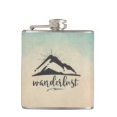 Berg met zonnestralen en walittypografie heupfles (Voorkant)