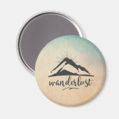 Berg met zonnestralen en walittypografie magneet (Voorkant / Achterkant)